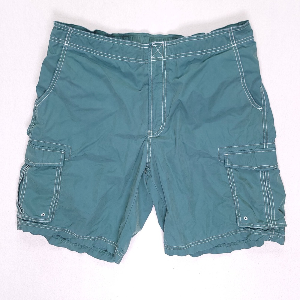 LL Bean Mens Cargo Swim Trunks Teal Green Board Shorts 38W 274824 Mesh Lined